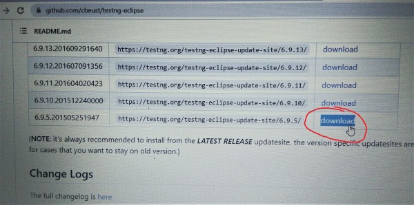 I am not able to find TestNG6.9.5 in ecllipse, dl.bintray.com is also not working, what to do ?